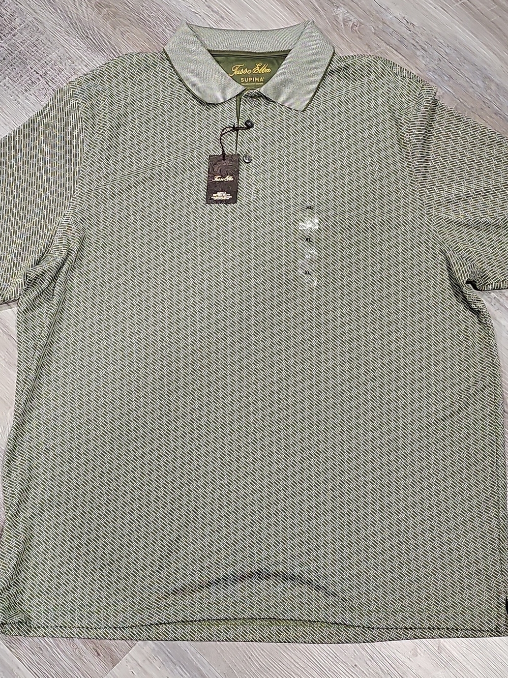 Tasso Elba Green Patterned Polo Shirt XL